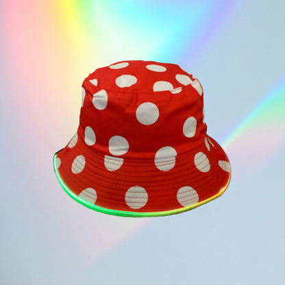 Polka Dot Mushroom - Reversible LED Bucket Hat
